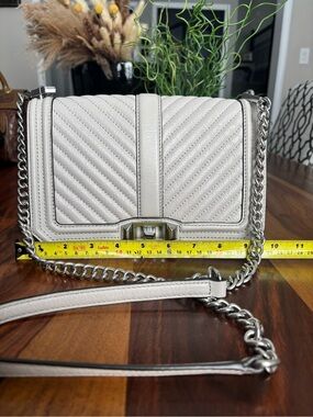 Rebecca minkoff Love Crossbody Quilted Chevron Shoulder Bag in Light Gray